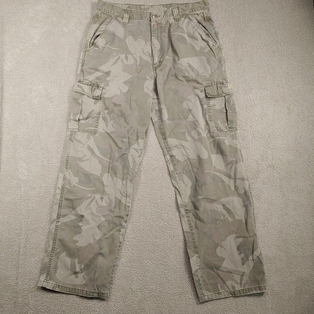 Wrangler Cargo Pants - Men 34x31.5 Tan Camouflage Tactical Multi Pocket Utility